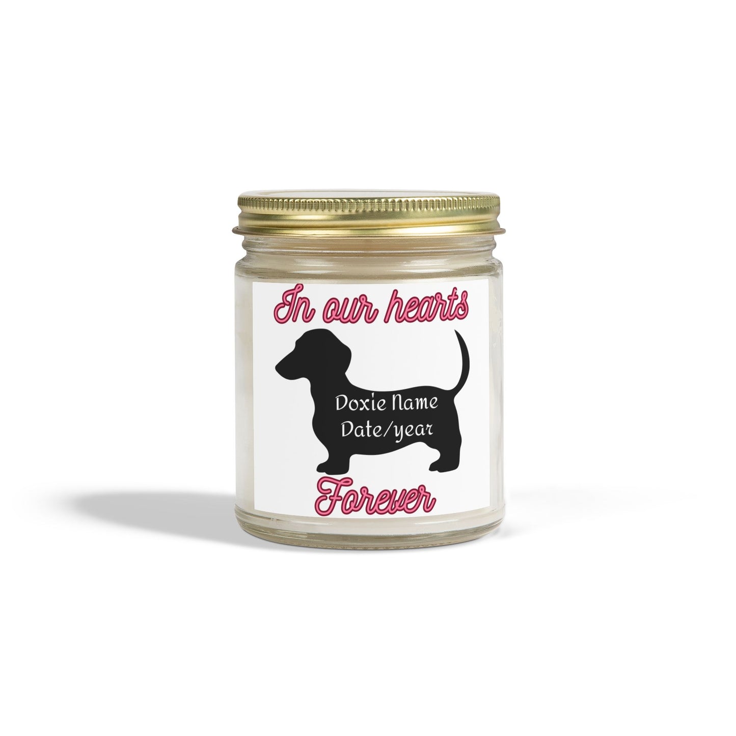 Custom Scented Candle - In Our Hearts Design, Pet Memorial Candle, Dog Lover Gift, Home Decor, Eco-Friendly Candle