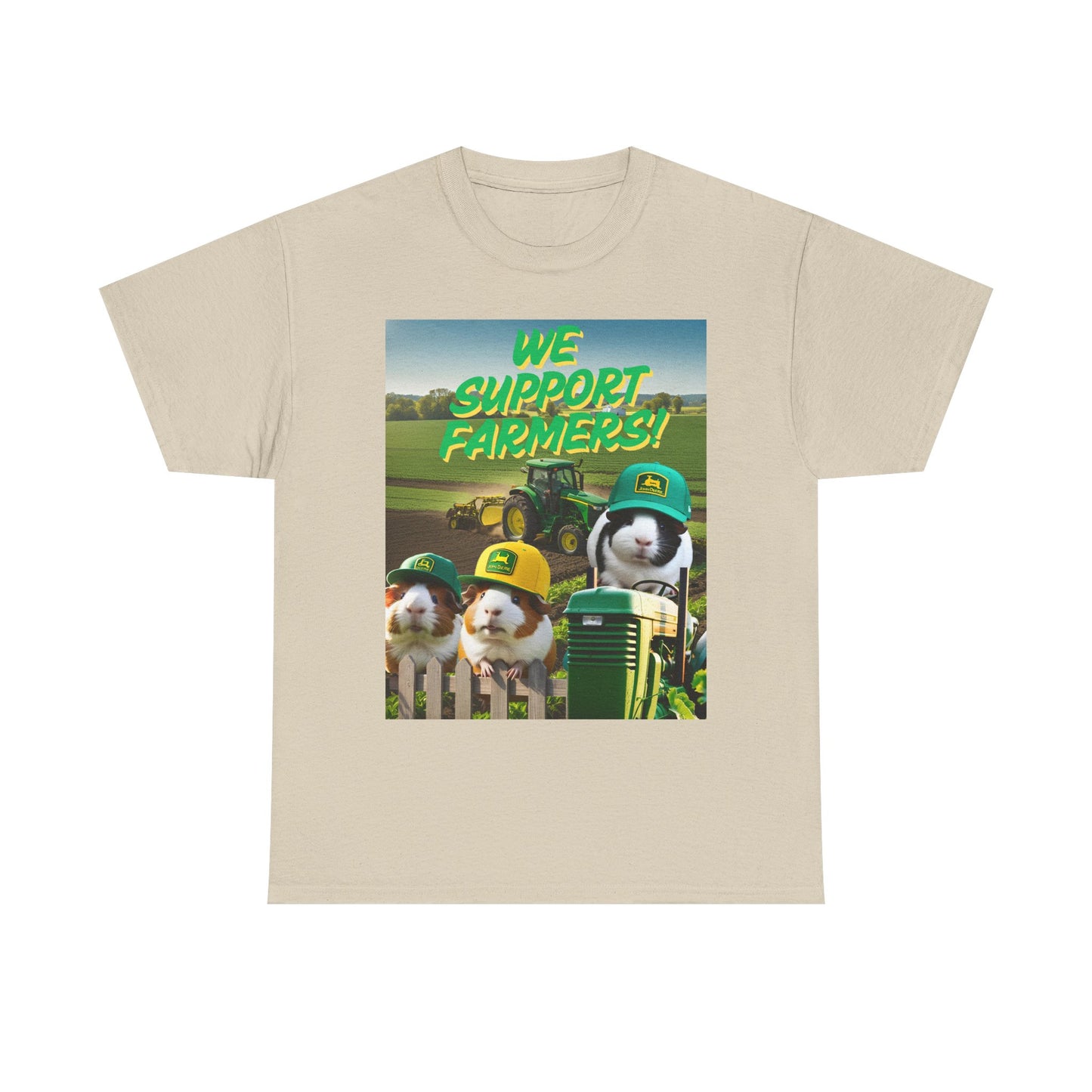 Guinea Pig Trio T-Shirt, John Deere Hats, We Support Farmers, American Farmer Tee, Unisex Cotton Shirt