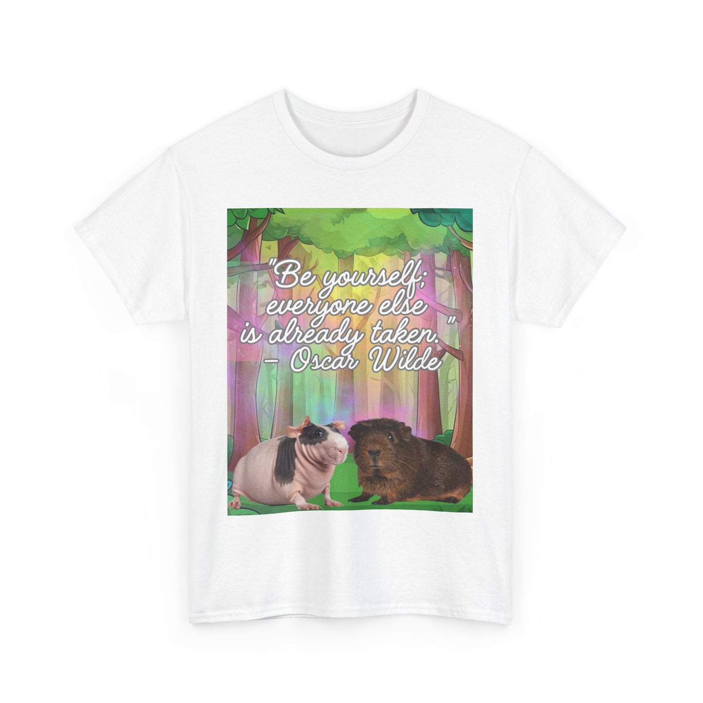 Adorable Guinea Pig Unisex Heavy Cotton Tee - "Be Yourself, Everyone Else is Already Taken" - Oscar Wilde