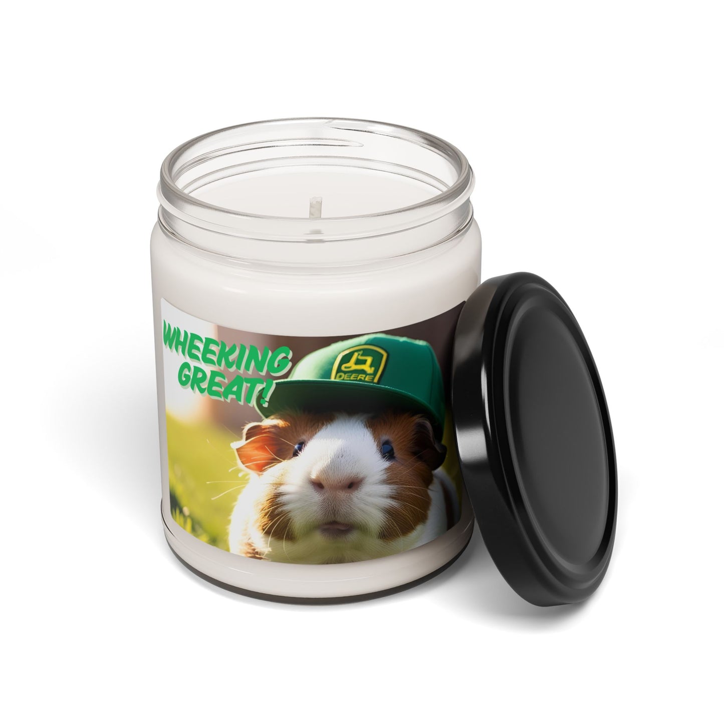 Soy Candle, Guinea Pig with John Deere Hat, 'Wheeking Great' Design, Gift for