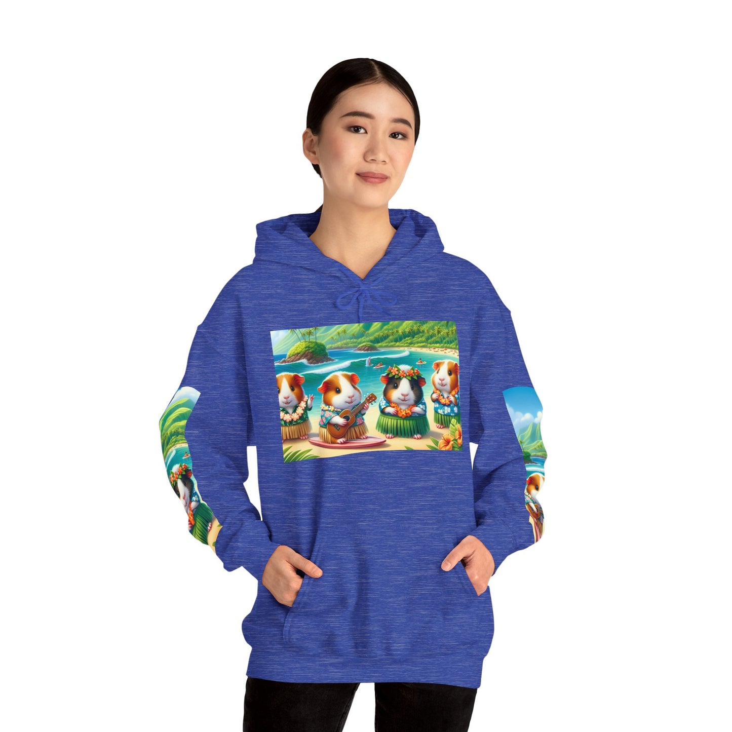 Tropical Guinea Pigs Hoodie, Islander Pigs Sweatshirt, Beach Celebration Jumper, Unisex Hooded Pullover, Coastal Animal Outerwear