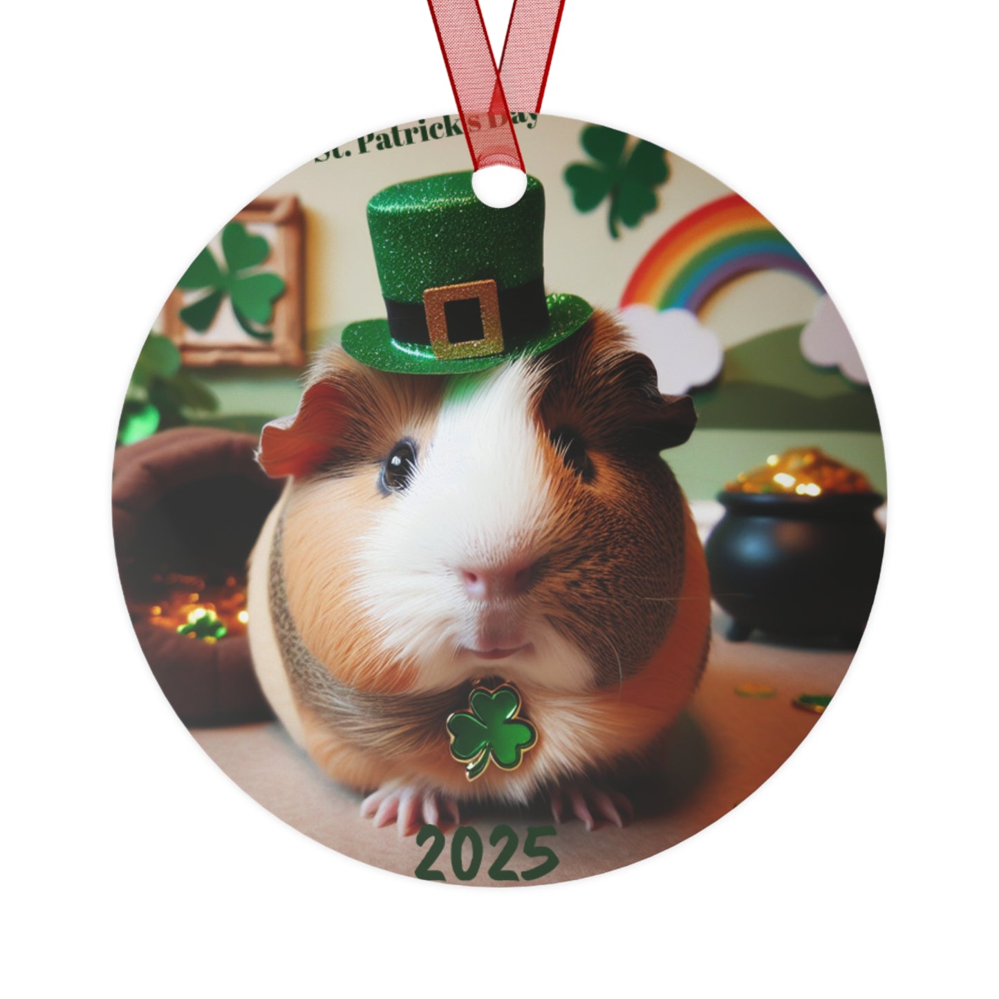 Metal Ornaments, St Patrick's Day 2025 Decoration with a cute guinea pig,