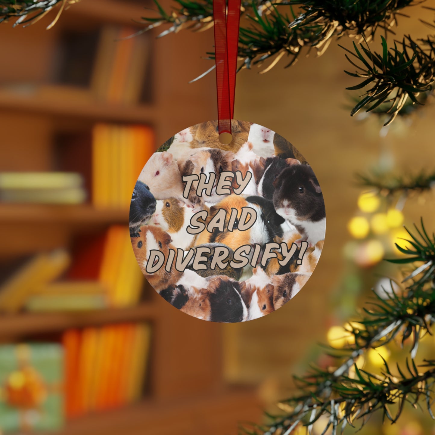 Metal Ornaments, Guinea Pigs Decor, Diversify Quote, Christmas Tree Decoration, Unique Holiday Gift, Cute Animal Ornament, Stocking Stuffer